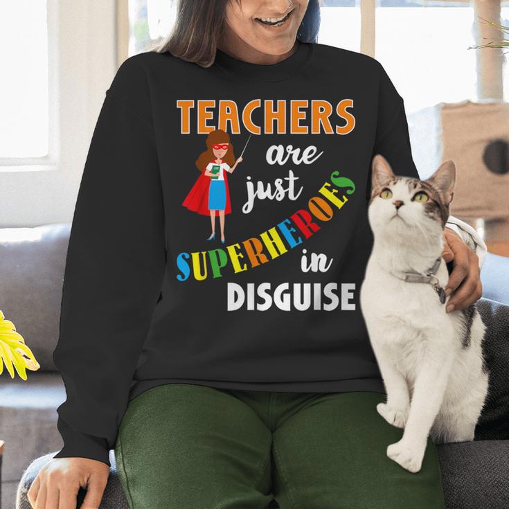 Teachers Are Superheroes Graduation School Teachers Women Crewneck Sweatshirt, gift for family, gift for coworker