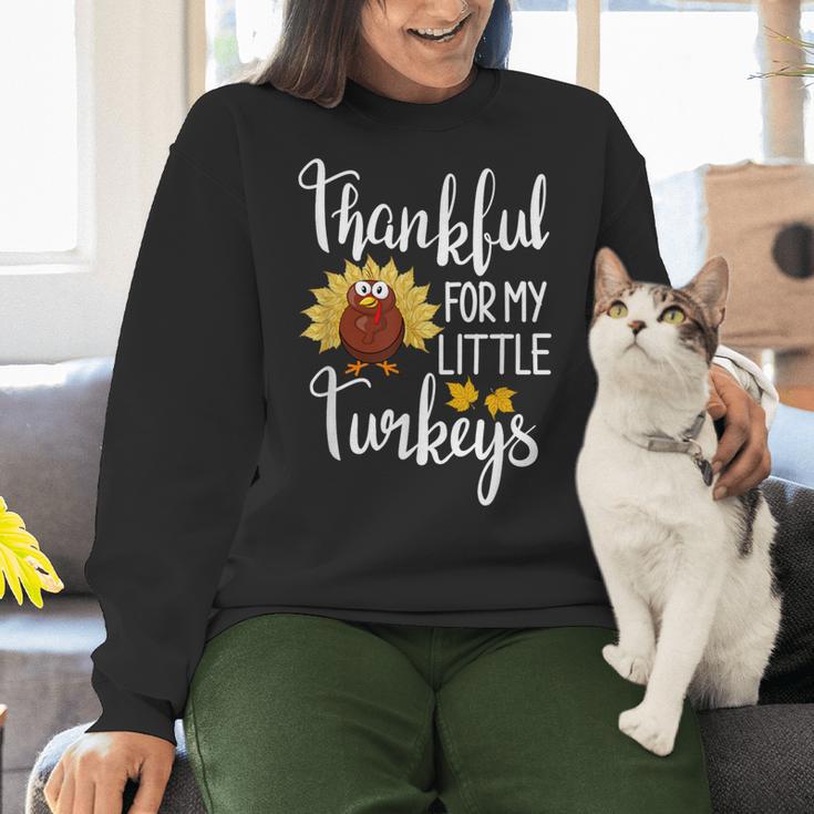 Teachers Thanksgiving Thankful For My Little Turkeys Women Crewneck Sweatshirt, gift for family, gift for coworker
