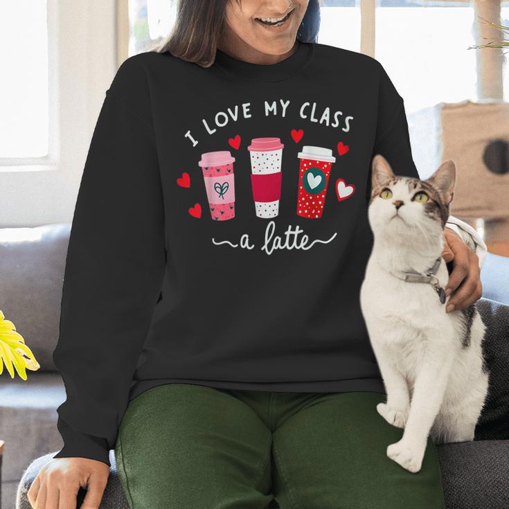 Teachers Valentine Day I Love My Class A Latte Coffee Women Women Crewneck Sweatshirt, gift for family, gift for coworker