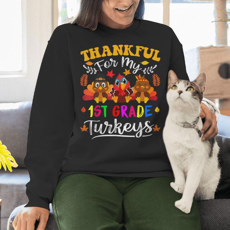 Thankful For My 1st Grade Turkeys Thanksgiving Teacher Fall Women Crewneck Sweatshirt, gift for family, gift for coworker Thankful For My 1st Grade Turkeys Thanksgiving Teacher Fall Women Crewneck Sweatshirt, gift for family, gift for coworker