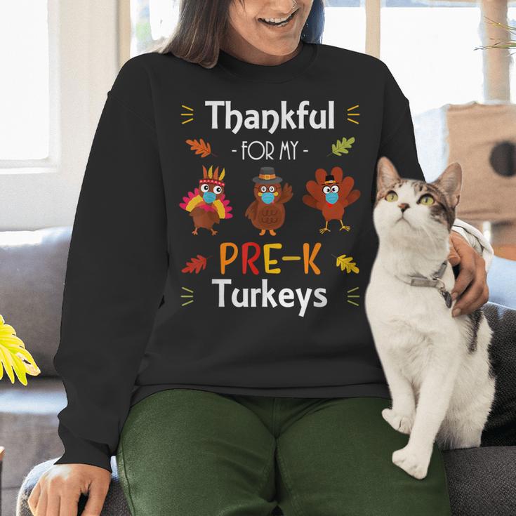 Thankful For My Prek Turkeys In Masks Thanksgiving Teacher For Men Women Women Crewneck Sweatshirt, gift for family, gift for coworker