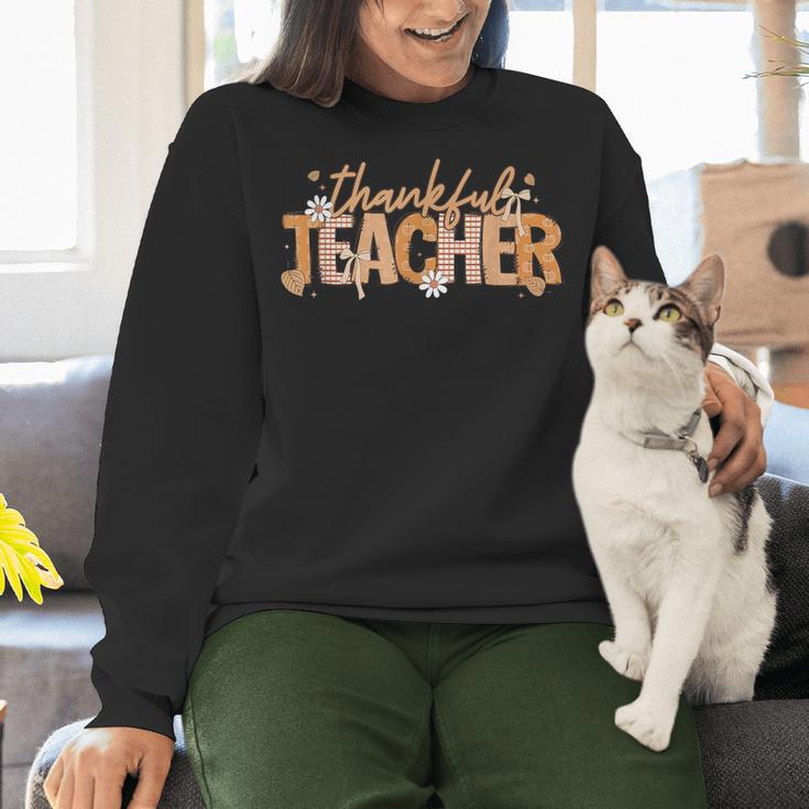 Thankful Teacher Autumn Fall Teacher Thanksgiving Youth Women Crewneck Sweatshirt, gift for family, gift for coworker Thankful Teacher Autumn Fall Teacher Thanksgiving Youth Women Crewneck Sweatshirt, gift for family, gift for coworker
