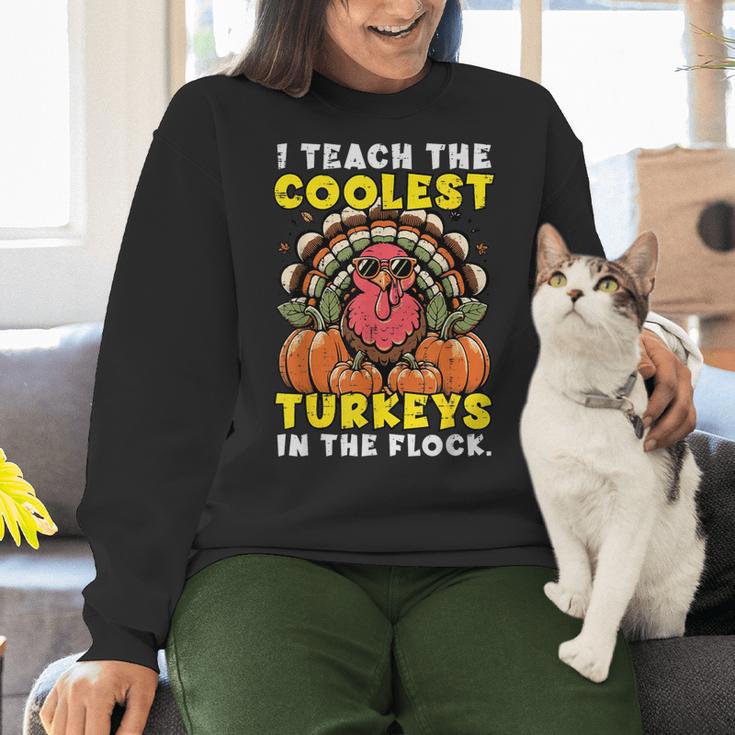 Thanksgiving I Teach Coolest Turkeys Teacher Fall Women Men Women Crewneck Sweatshirt, gift for family, gift for coworker