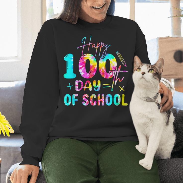 Tie Dye Happy 100th Day Of School Teacher Student 100 Days Women Crewneck Sweatshirt, gift for family, gift for coworker Tie Dye Happy 100th Day Of School Teacher Student 100 Days Women Crewneck Sweatshirt, gift for family, gift for coworker