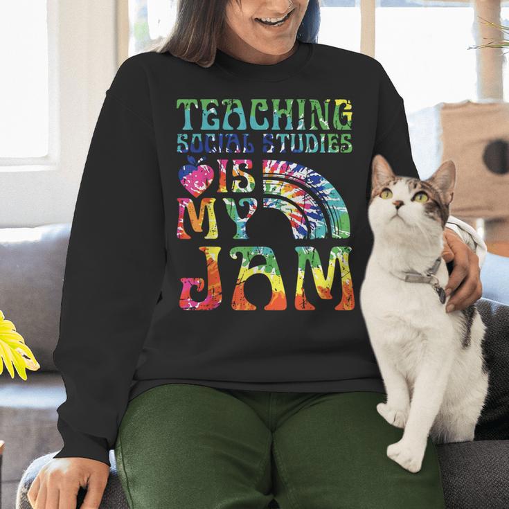 Tie Dye Teaching Social Studies Is My Jam Sunglasses Teacher Women Crewneck Sweatshirt, gift for family, gift for coworker Tie Dye Teaching Social Studies Is My Jam Sunglasses Teacher Women Crewneck Sweatshirt, gift for family, gift for coworker