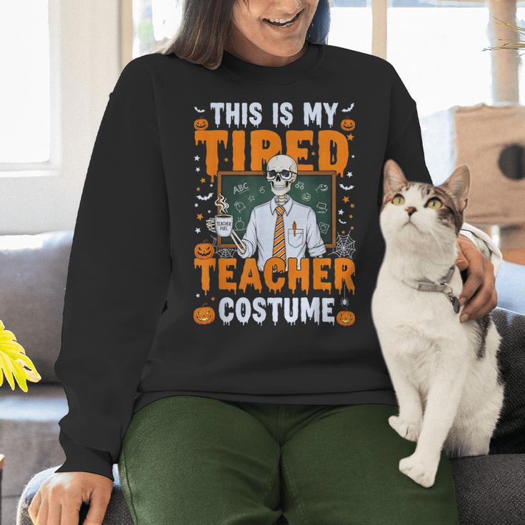 This Is My Tired Teacher Costume Halloween Costumes Women Crewneck Sweatshirt, gift for family, gift for coworker