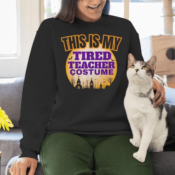 This Is My Tired Teacher Costume Halloween Teachers Women Crewneck Sweatshirt, gift for family, gift for coworker