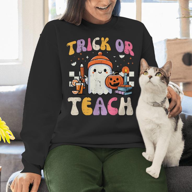 Trick Or Teach Ghost Teacher School Halloween Men Women Women Crewneck Sweatshirt, gift for family, gift for coworker Trick Or Teach Ghost Teacher School Halloween Men Women Women Crewneck Sweatshirt, gift for family, gift for coworker