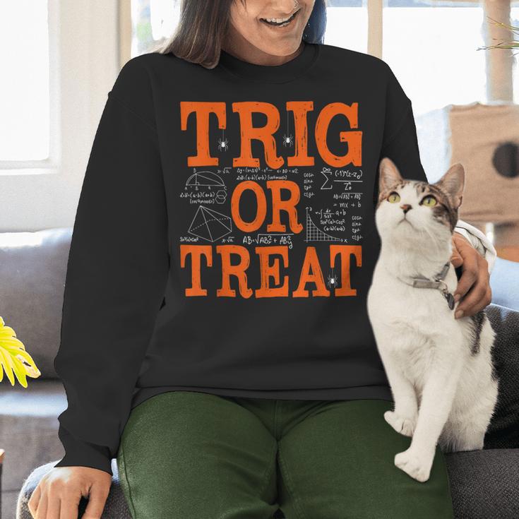 Trig Or Treat Trigonometry Math Teacher Halloween Women Crewneck Sweatshirt, gift for family, gift for coworker Trig Or Treat Trigonometry Math Teacher Halloween Women Crewneck Sweatshirt, gift for family, gift for coworker