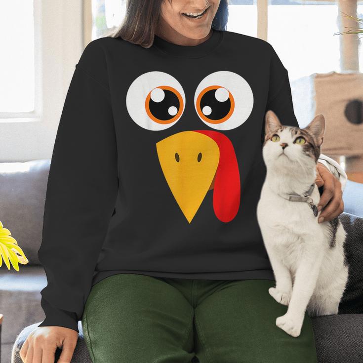 Turkey Face Halloween Costume Thanksgiving Teacher Nurse Women Crewneck Sweatshirt, gift for family, gift for coworker