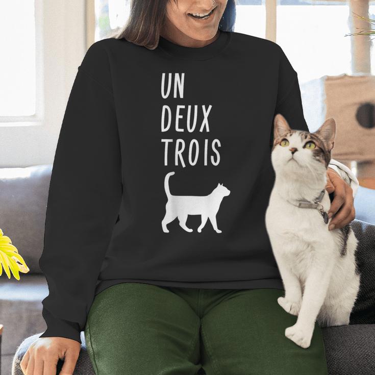 Un Deux Trois Cat Shirt French Teacher Women Crewneck Sweatshirt, gift for family, gift for coworker