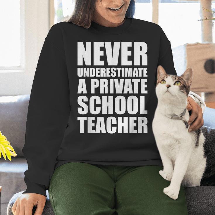 Never Underestimate A Private School Teacher Back To School Women Crewneck Sweatshirt, gift for family, gift for coworker Never Underestimate A Private School Teacher Back To School Women Crewneck Sweatshirt, gift for family, gift for coworker