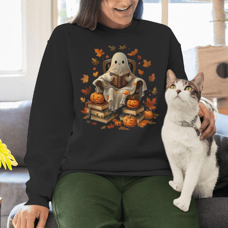 Vintage Ghost Book Reading Pumpkin Gothic Halloween Teachers Men Women Kids Women Crewneck Sweatshirt, gift for family, gift for coworker Vintage Ghost Book Reading Pumpkin Gothic Halloween Teachers Men Women Kids Women Crewneck Sweatshirt, gift for family, gift for coworker