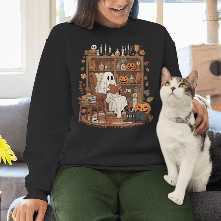 Vintage Ghost Book Reading Pumpkin Gothic Halloween Teachers Women Crewneck Sweatshirt, gift for family, gift for coworker Vintage Ghost Book Reading Pumpkin Gothic Halloween Teachers Women Crewneck Sweatshirt, gift for family, gift for coworker