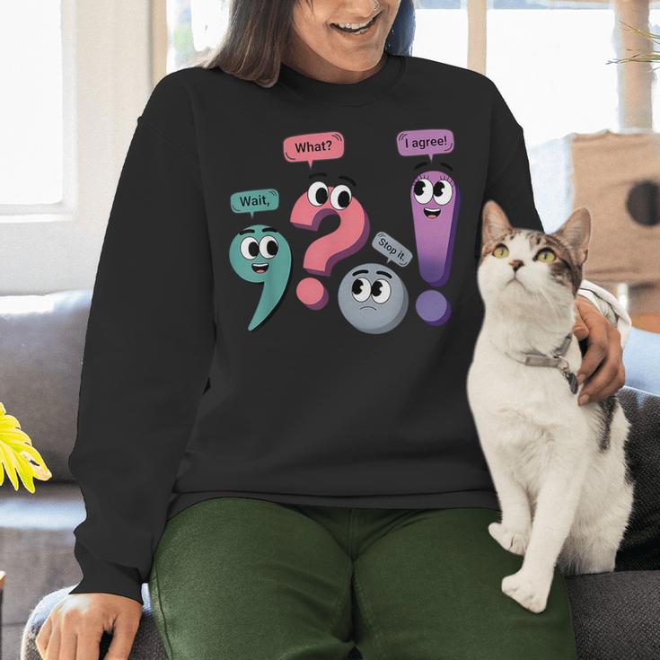 Wait What Stop It I Agree Grammar English Teacher Women Crewneck Sweatshirt, English Teacher Sweatshirts, gift for family, gift for coworker