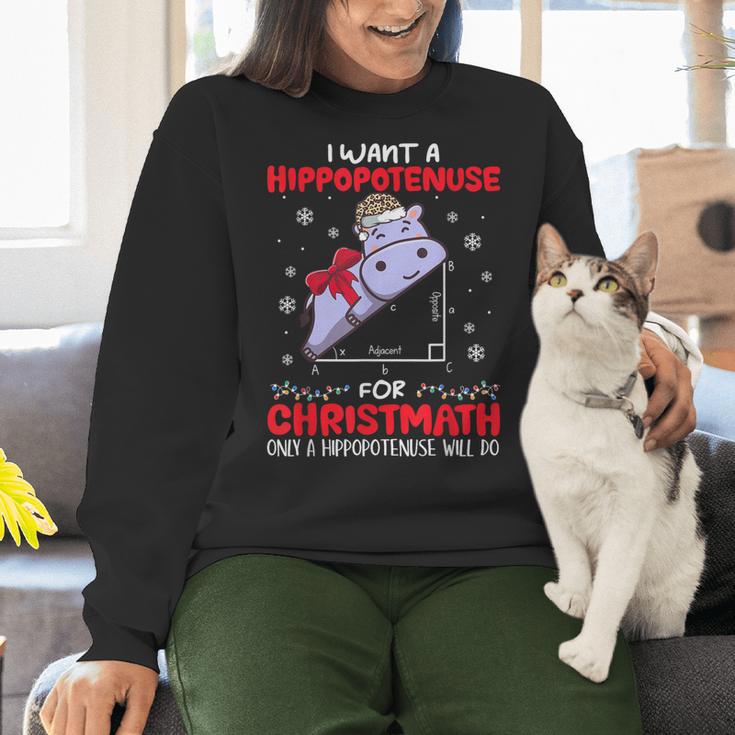 I Want A Hippopotenuse For Christmath Math Teacher Christmas Women Crewneck Sweatshirt, gift for family, gift for coworker I Want A Hippopotenuse For Christmath Math Teacher Christmas Women Crewneck Sweatshirt, gift for family, gift for coworker
