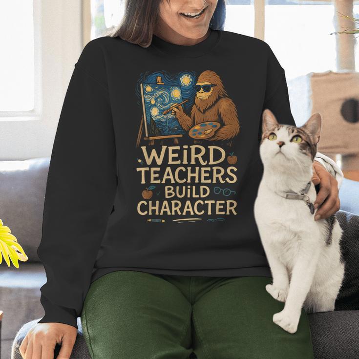 Weird Teachers Build Character Van Bigfoot Art Women Crewneck Sweatshirt, gift for family, gift for coworker Weird Teachers Build Character Van Bigfoot Art Women Crewneck Sweatshirt, gift for family, gift for coworker