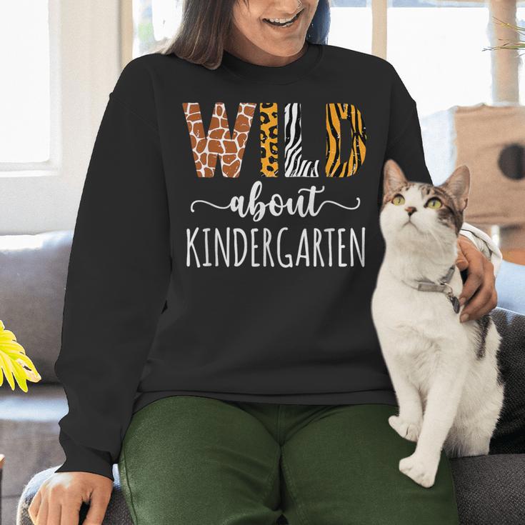Wild About Kindergarten Teacher Leopard Print Women Crewneck Sweatshirt, gift for family, gift for coworker Wild About Kindergarten Teacher Leopard Print Women Crewneck Sweatshirt, gift for family, gift for coworker