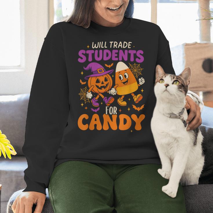 Will Trade Students For Candy Shirt Fun Candy Corn Teacher Women Crewneck Sweatshirt, gift for family, gift for coworker Will Trade Students For Candy Shirt Fun Candy Corn Teacher Women Crewneck Sweatshirt, gift for family, gift for coworker