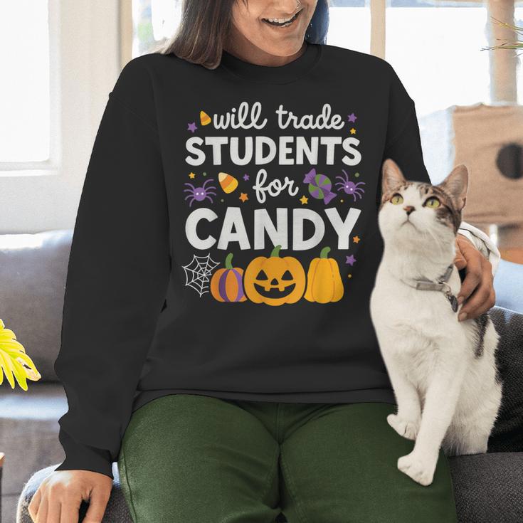 Will Trade Students For Candy Teacher Cute Halloween Women Crewneck Sweatshirt, gift for family, gift for coworker Will Trade Students For Candy Teacher Cute Halloween Women Crewneck Sweatshirt, gift for family, gift for coworker