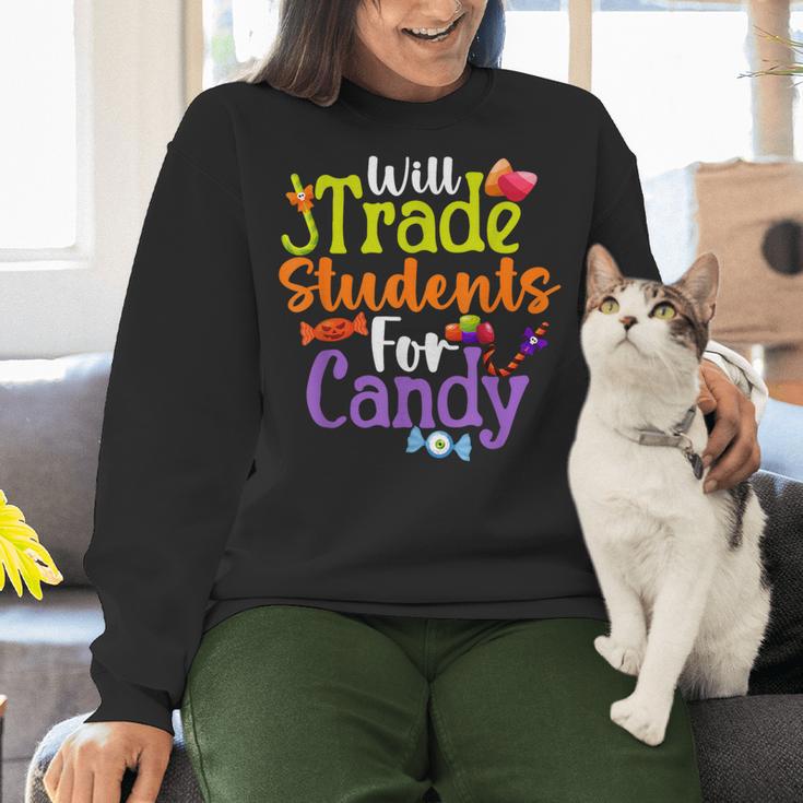 Will Trade Students For Candy Teacher Halloween Costume Women Crewneck Sweatshirt, gift for family, gift for coworker Will Trade Students For Candy Teacher Halloween Costume Women Crewneck Sweatshirt, gift for family, gift for coworker