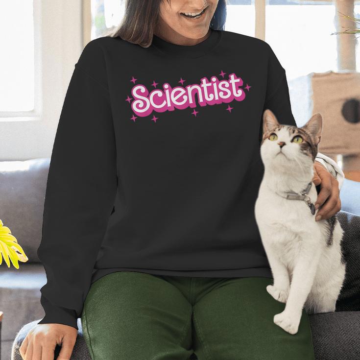 Women Retro Pink Scientist Science Teacher Back To School Women Crewneck Sweatshirt, Science Teacher Sweatshirts, gift for family, gift for coworker