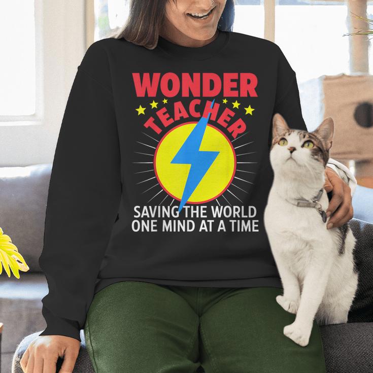 Wonder Teacher Costume Shirt Teacher Halloween Costume Men Women Women Crewneck Sweatshirt, gift for family, gift for coworker