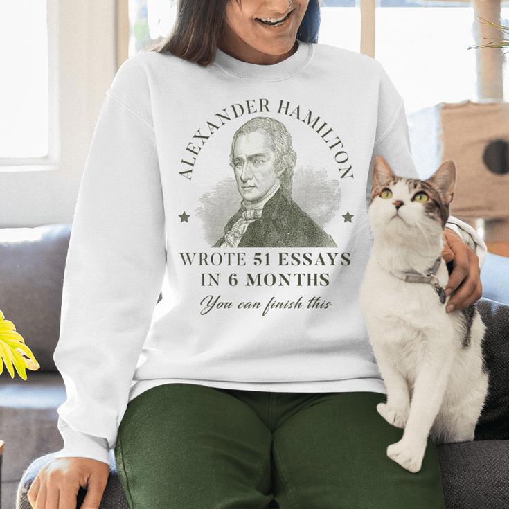 Alexander Hamilton Wrote 51 Essays In 6 Months Teacher Quote Women Crewneck Sweatshirt, gift for family, gift for coworker Alexander Hamilton Wrote 51 Essays In 6 Months Teacher Quote Women Crewneck Sweatshirt, gift for family, gift for coworker