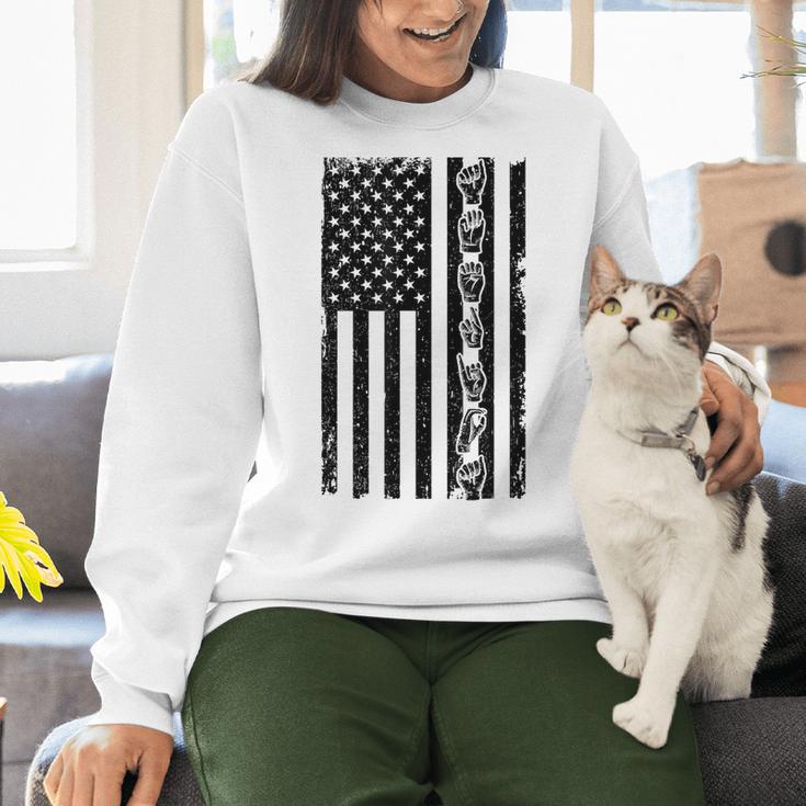 ASL Flag Sign Language Deaf ASL Teacher For Men Women Women Crewneck Sweatshirt, gift for family, gift for coworker ASL Flag Sign Language Deaf ASL Teacher For Men Women Women Crewneck Sweatshirt, gift for family, gift for coworker