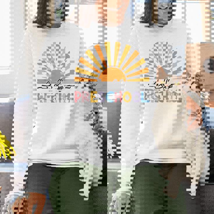 Back To School Hello Preschool For Kids Teacher Women Women Crewneck Sweatshirt, gift for family, gift for coworker