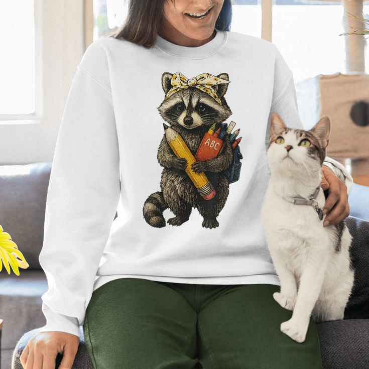 Back To School Raccoon Teachers Student Kids Women Crewneck Sweatshirt, gift for family, gift for coworker Back To School Raccoon Teachers Student Kids Women Crewneck Sweatshirt, gift for family, gift for coworker