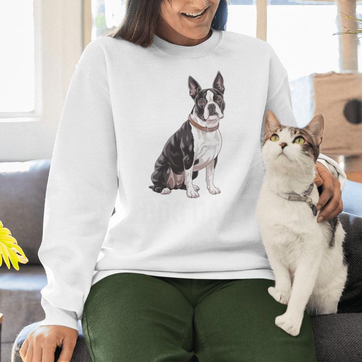 Boston Terrier Dog Dad Boston Terrier Dog Lovers Women Crewneck Sweatshirt, Boston Terrier Dad Sweatshirts, gift for family, gift for coworker