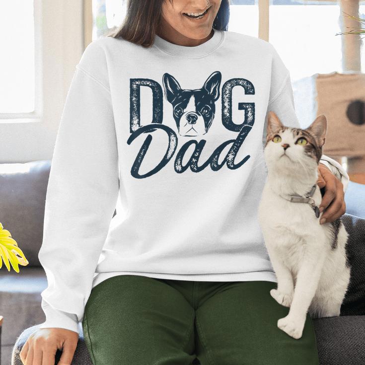 Boston Terrier Dog Dad Women Crewneck Sweatshirt, Boston Terrier Dad Sweatshirts, gift for family, gift for coworker