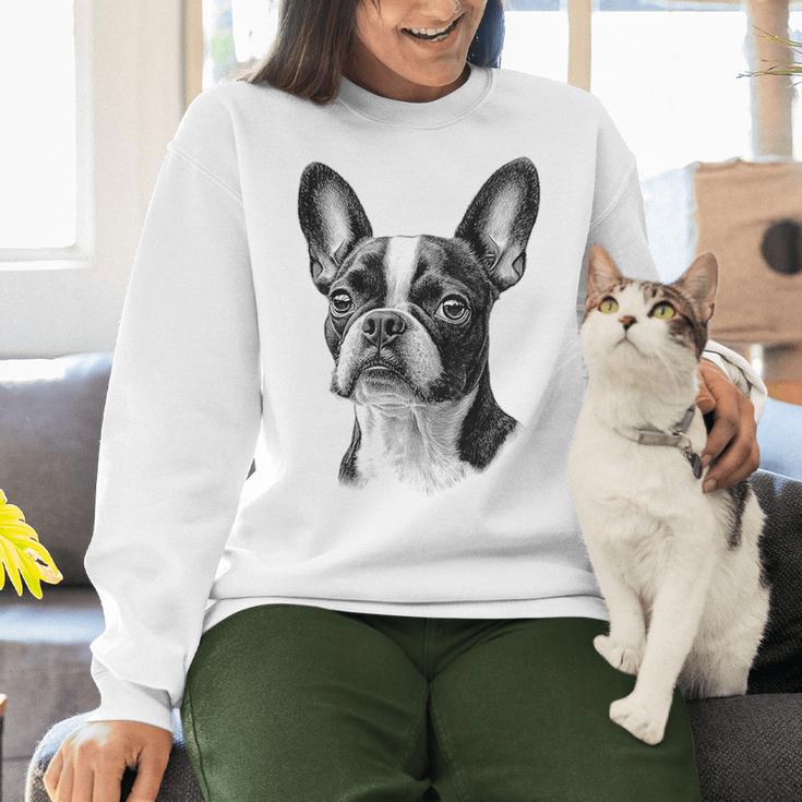 Boston Terrier Dog Motif Pet Illustration Boston Terrier For Men Women Kids Women Crewneck Sweatshirt, gift for family, gift for coworker