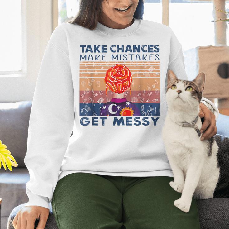 Take Chances Make Mistakes Get Messy Vintage Teacher Life Women Crewneck Sweatshirt, gift for family, gift for coworker Take Chances Make Mistakes Get Messy Vintage Teacher Life Women Crewneck Sweatshirt, gift for family, gift for coworker