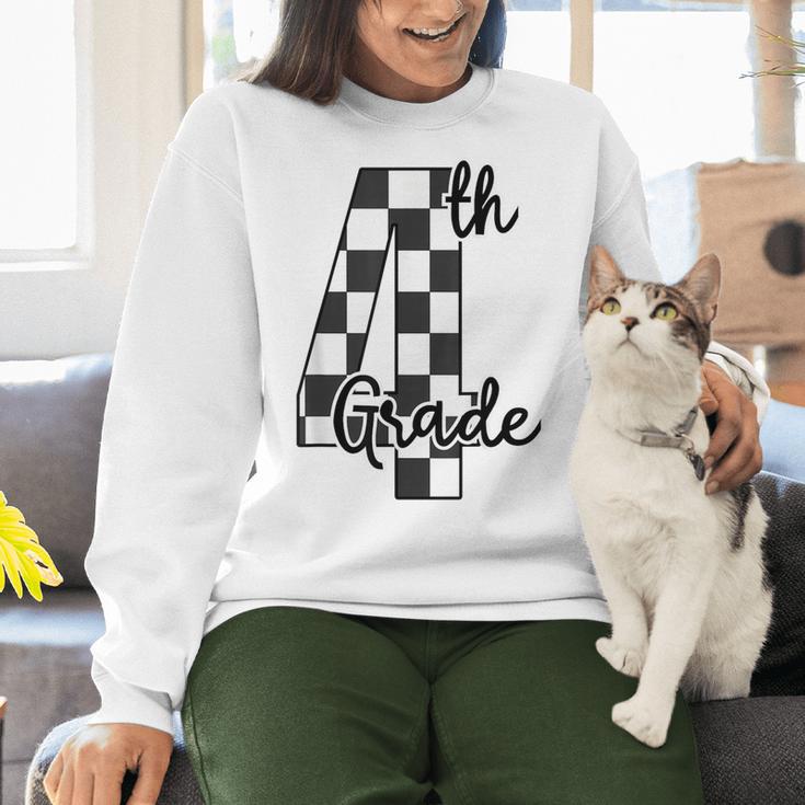 Checkered Fourth Grade Back To School Teachers Students Women Crewneck Sweatshirt, gift for family, gift for coworker Checkered Fourth Grade Back To School Teachers Students Women Crewneck Sweatshirt, gift for family, gift for coworker