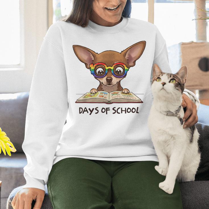 Chihuahua 100 Days Of School Rainbow Glasses Teacher Women Crewneck Sweatshirt, gift for family, gift for coworker Chihuahua 100 Days Of School Rainbow Glasses Teacher Women Crewneck Sweatshirt, gift for family, gift for coworker