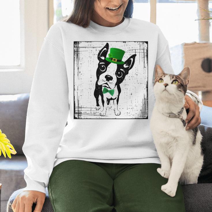 Cool Saint Patrick's Boston Terrier T Shirt For Dogs Lovers Women Crewneck Sweatshirt, gift for family, gift for coworker