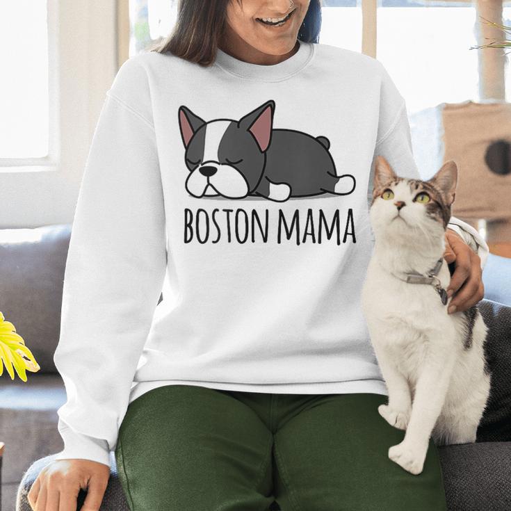 Cute Boston Terrier Boston Mama Women Crewneck Sweatshirt, gift for family, gift for coworker