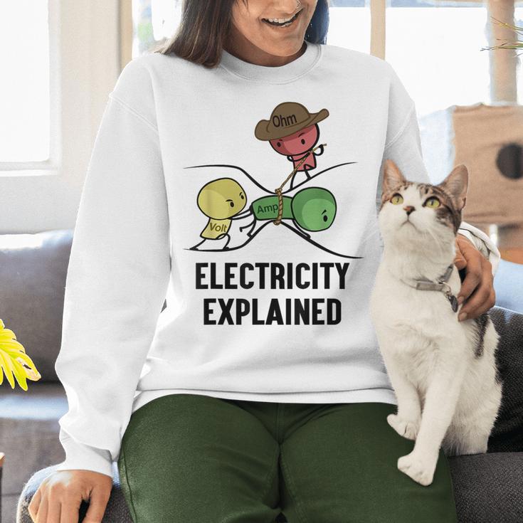 Electricity Explained Physics Nerd I Teacher School Women Crewneck Sweatshirt, gift for family, gift for coworker