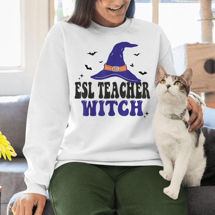 ESL Teacher Witch Halloween Matching Group Costume Women Crewneck Sweatshirt, Esl Teacher Sweatshirts, gift for family, gift for coworker