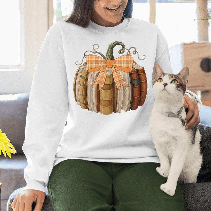 Fall Book Pumpkin Halloween Teacher Librarian Thanksgiving Women Crewneck Sweatshirt, gift for family, gift for coworker Fall Book Pumpkin Halloween Teacher Librarian Thanksgiving Women Crewneck Sweatshirt, gift for family, gift for coworker