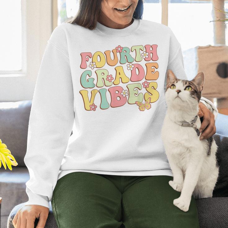 Fourth Grade Vibes Hello Team 4th Grade Teacher Kids Retro Women Crewneck Sweatshirt, 4th Grade Teacher Sweatshirts, gift for family, gift for coworker Fourth Grade Vibes Hello Team 4th Grade Teacher Kids Retro Women Crewneck Sweatshirt, 4th Grade Teacher Sweatshirts, gift for family, gift for coworker