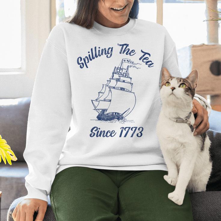 Fun 4th Of July Spilling The Tea Since 1773 History Teacher Women Crewneck Sweatshirt, History Teacher Sweatshirts, gift for family, gift for coworker Fun 4th Of July Spilling The Tea Since 1773 History Teacher Women Crewneck Sweatshirt, History Teacher Sweatshirts, gift for family, gift for coworker