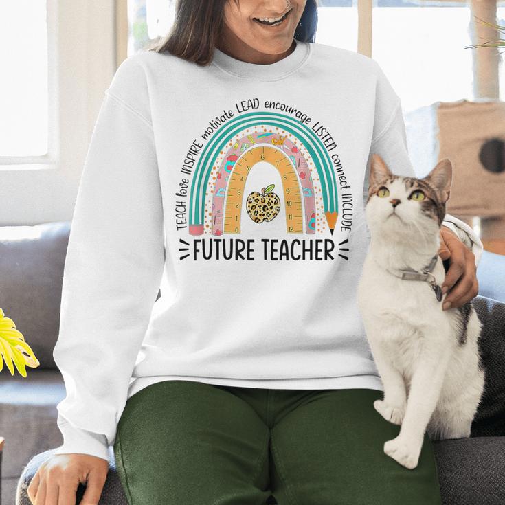 Future Teacher Cute Rainbow Leopard Teacher Outfit For Men Women Girls Kids Women Crewneck Sweatshirt, Future Teacher Sweatshirts, gift for family, gift for coworker Future Teacher Cute Rainbow Leopard Teacher Outfit For Men Women Girls Kids Women Crewneck Sweatshirt, Future Teacher Sweatshirts, gift for family, gift for coworker