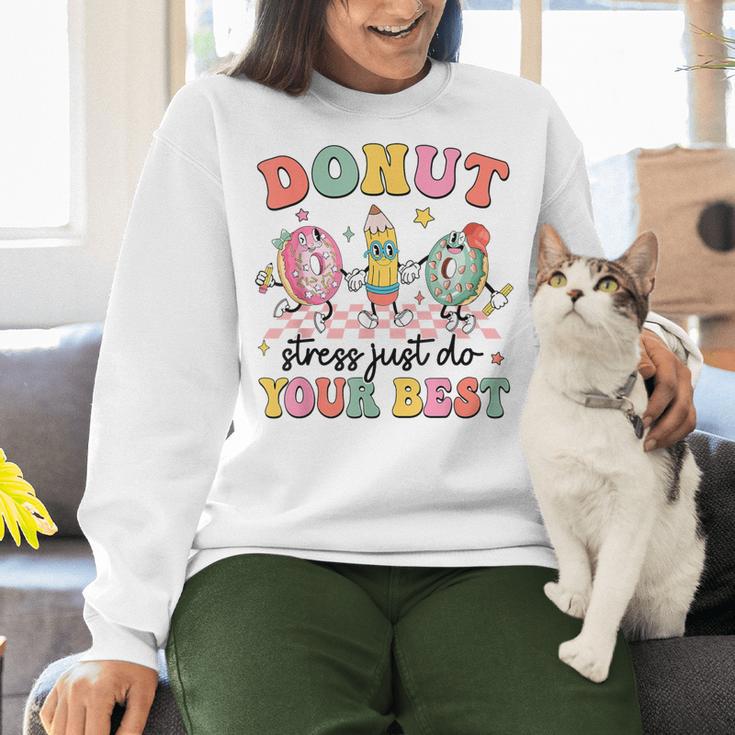 Groovy Donut Stress Just Do Your Best Testing Day Teachers Women Crewneck Sweatshirt, gift for family, gift for coworker Groovy Donut Stress Just Do Your Best Testing Day Teachers Women Crewneck Sweatshirt, gift for family, gift for coworker