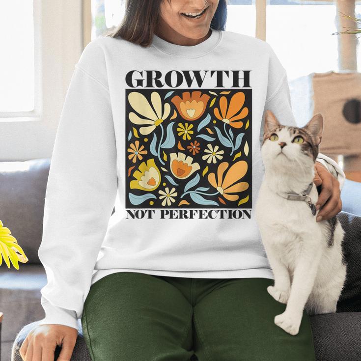 Growth Not Perfection Abstract Florals SPED Teacher Women Crewneck Sweatshirt, gift for family, gift for coworker