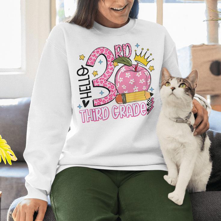 Hello 3rd Third Grade Back To School Pink Leopard Teacher Women Crewneck Sweatshirt, gift for family, gift for coworker Hello 3rd Third Grade Back To School Pink Leopard Teacher Women Crewneck Sweatshirt, gift for family, gift for coworker