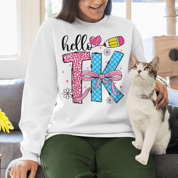 Hello TK Transitional Kindergarten Back To School Teacher Women Crewneck Sweatshirt, gift for family, gift for coworker Hello TK Transitional Kindergarten Back To School Teacher Women Crewneck Sweatshirt, gift for family, gift for coworker