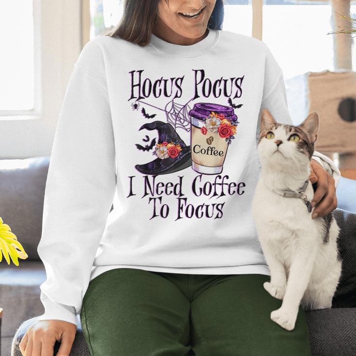 Hocus Pocus I Need Coffee To Focus Halloween Teacher Women Crewneck Sweatshirt, gift for family, gift for coworker